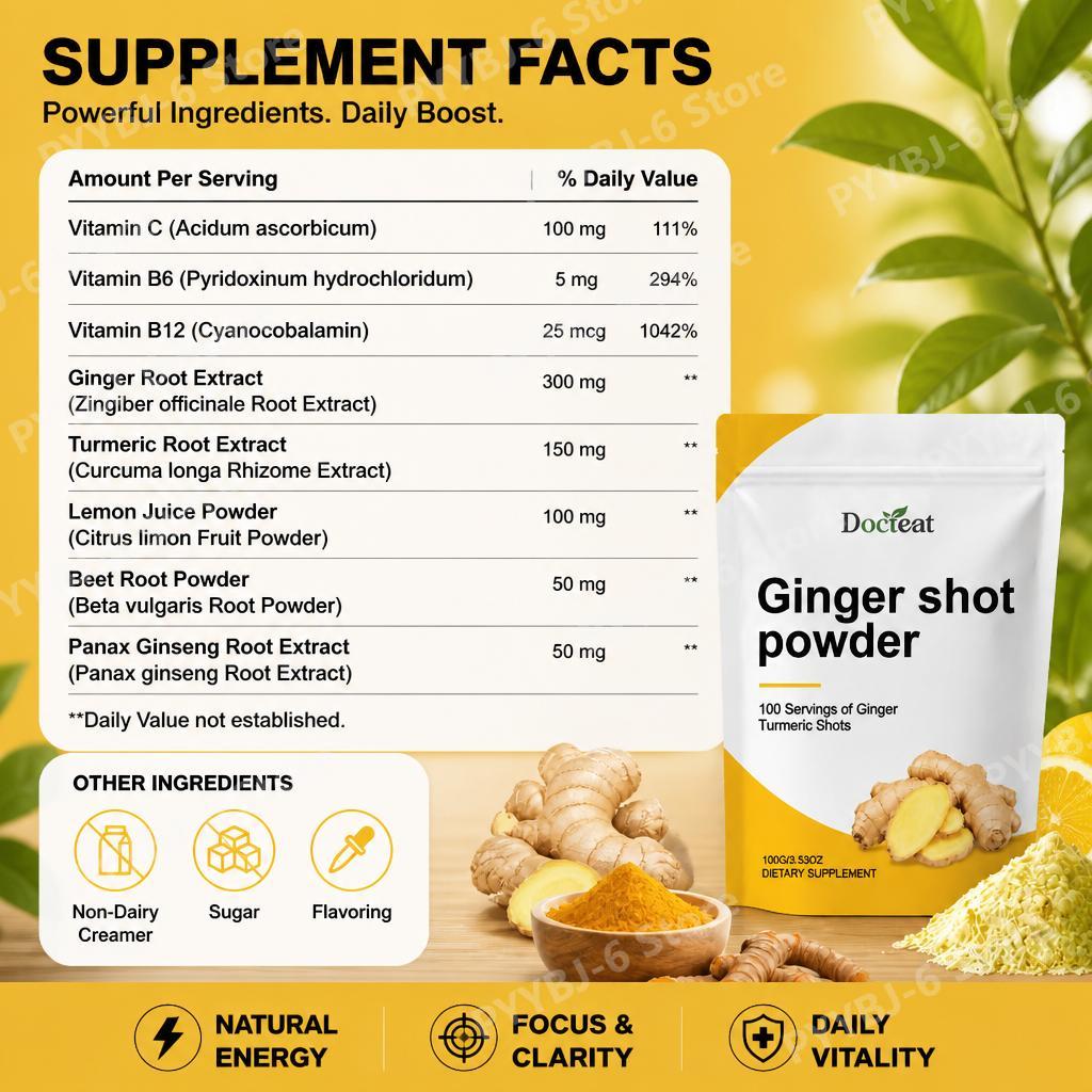 مسحوق دوكتيت جينجر شوت مع فيتا - مراجعة Ginger Tea وسعره